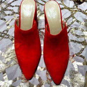 Red suede Charles by Charles David mules size 10